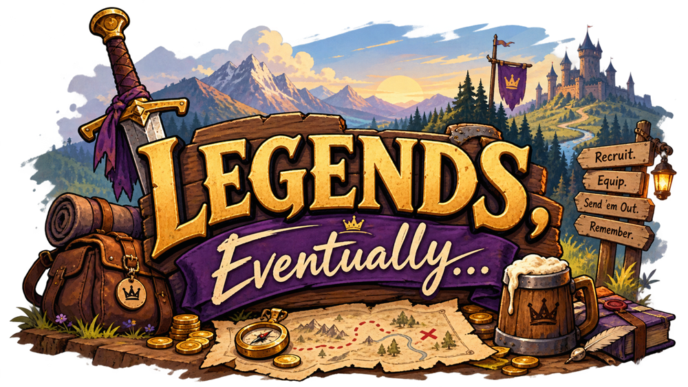 Legends, Eventually title artwork over an illustrated map and distant castle